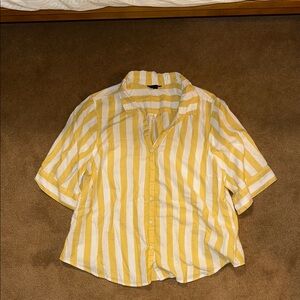 J. Crew Yellow and White Striped Button Down Shirt